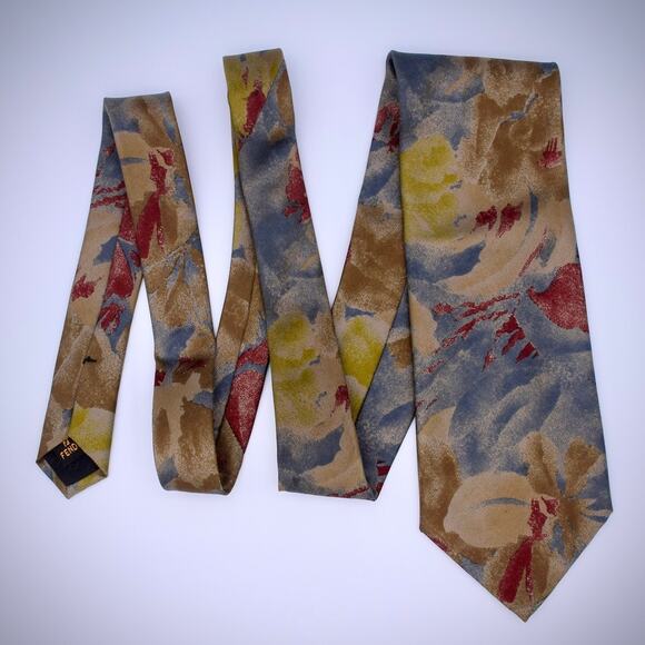 Vintage Fendi 100% Silk Tie - Abstract Pattern (59 inches) - Picture 4 of 5